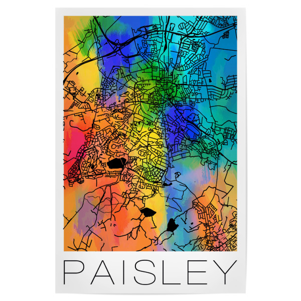 Poster 30x20 cm "Retro Map Paisley Watercolor" artboxONE - Städte,Reise,Städte / Weitere,Kartografie