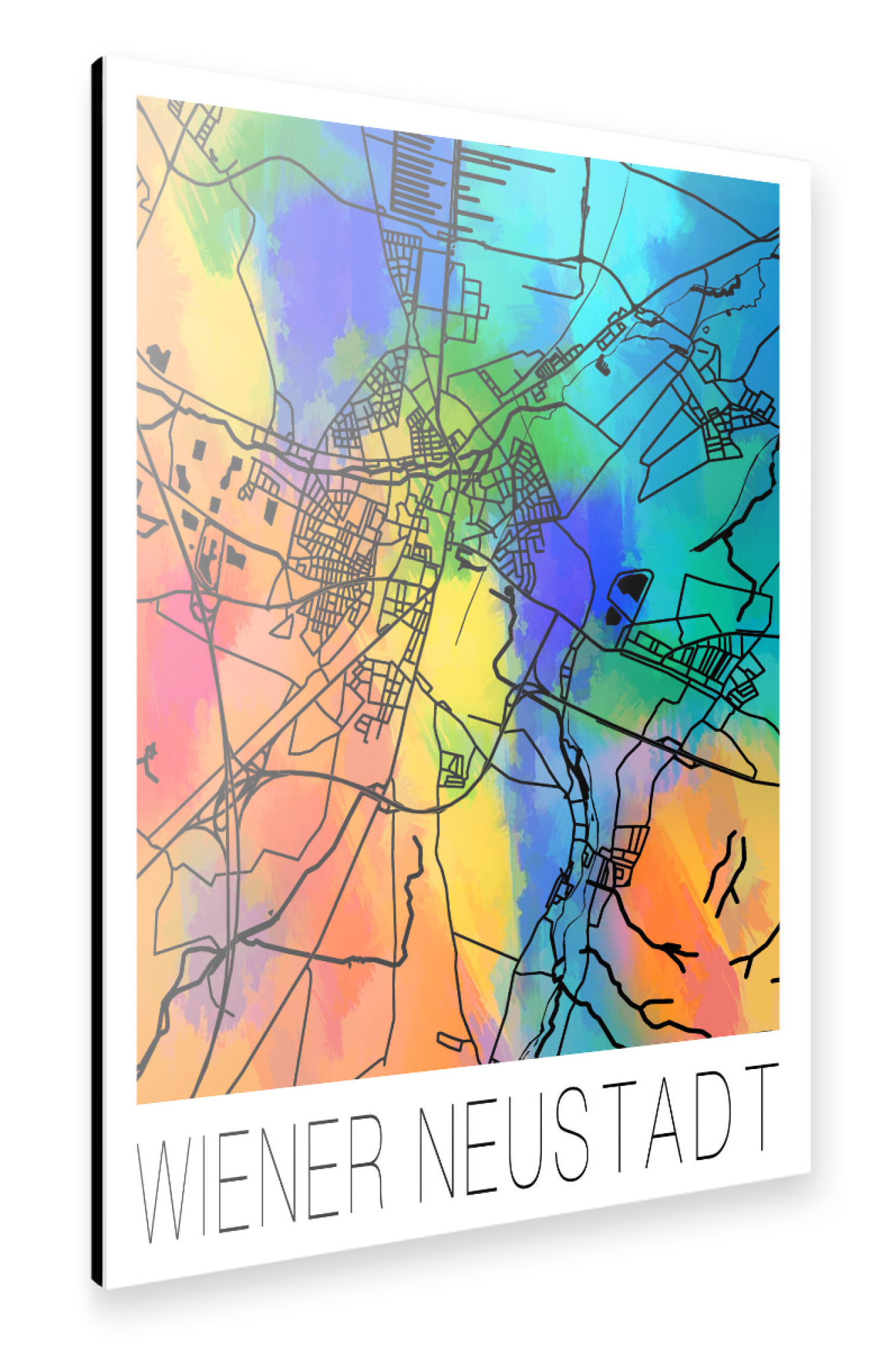 Alu-Dibond "Retro Map Wiener Neustadt Color" 75x50 cm artboxONE
