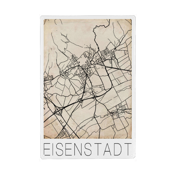 Metall Poster "Retro Map Eisenstadt Vintage" artboxONE - Städte / Weitere,Kartografie - Retro,Map,Eisenstadt,Austria,Vintage - Blechschild