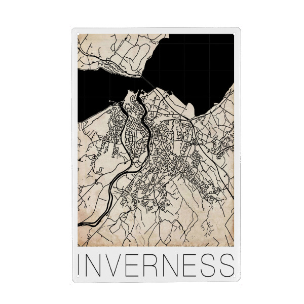 Metall Poster "Retro Map Inverness Vintage" artboxONE - Städte,Reise,Städte / Weitere,Kartografie - Retro,Map,Inverness,Scotland,Vintage