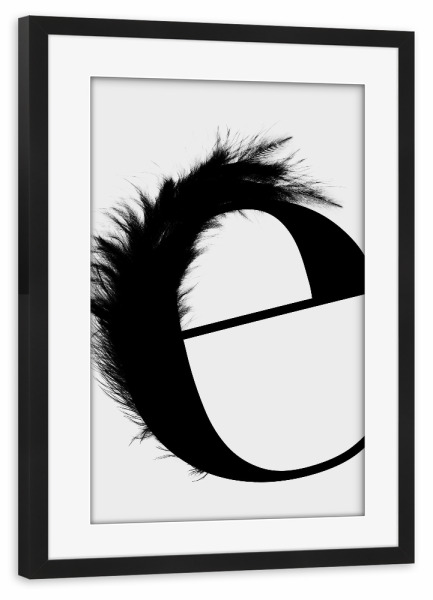 Poster mit Rahmen schwarz "Flying letter -E" artboxONE - Schwarzweiß,Buchstaben,Buchstaben / E