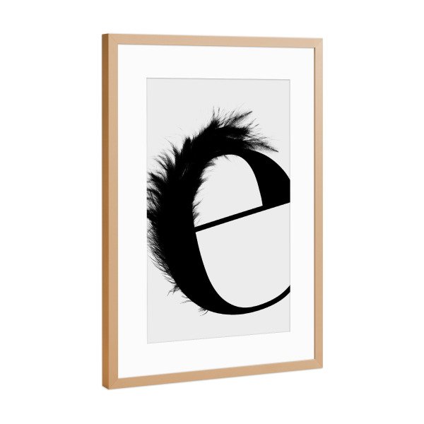 Poster mit Rahmen Kupfer "Flying letter -E" artboxONE - Schwarzweiß,Buchstaben,Buchstaben / E