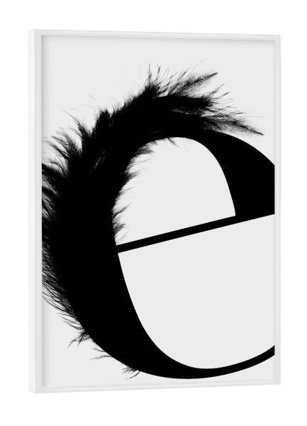 Poster mit weißem Rahmen "Flying letter -E" artboxONE - Schwarzweiß,Buchstaben,Buchstaben / E