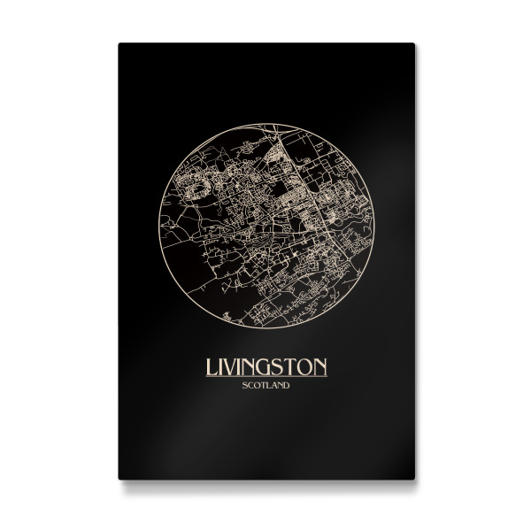 Galerie-Print "Retro Map Livingston Black Round" 30x20 cm artboxONE