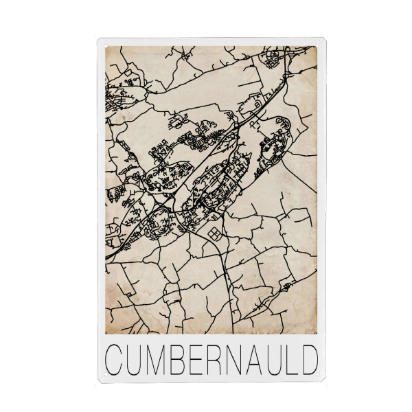Metall Poster "Retro Map Cumbernauld Vintage" artboxONE - Städte,Reise,Städte / Weitere,Kartografie - Retro,Map,Cumbernauld,Scotland,Vintage
