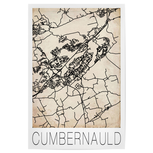 Poster 30x20 cm "Retro Map Cumbernauld Vintage" artboxONE - Städte,Reise,Städte / Weitere,Kartografie - Retro,Map,Cumbernauld,Scotland,Vintage