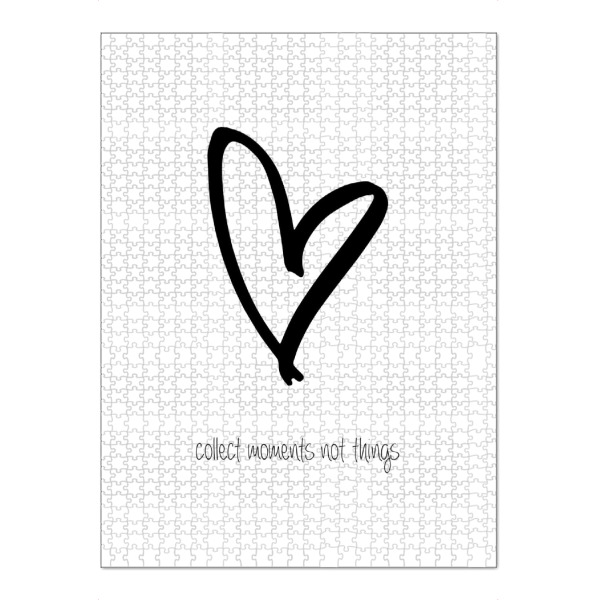 Puzzle Ravensburger "Collect moments, not things" artboxONE - Typografie,Schwarzweiß - Herz,Moment,Reisen,Heart,Travel,Reise,Love,Liebe - Bild herz