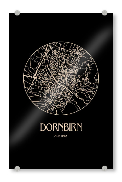 Acrylglasbild "Retro Map Dornbirn Austria Round" artboxONE - Reise,Städte / Weitere,Kartografie - Retro,Map,Dornbirn,Vintage,Austria,Round