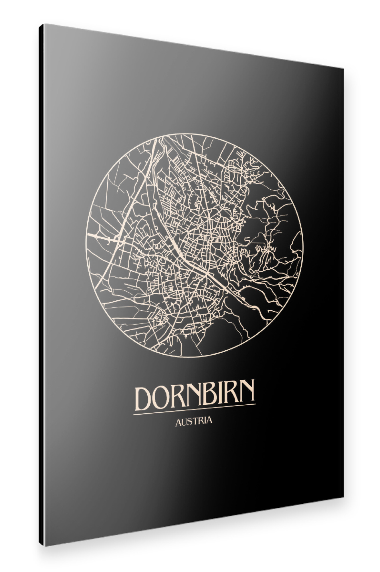 Alu-Dibond "Retro Map Dornbirn Austria Round" 75x50 cm artboxONE