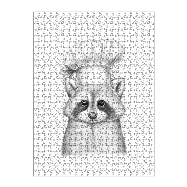 Puzzle Ravensburger "Raccoon cook" artboxONE - Natur,Tiere,Schwarzweiß - Waschbär,Waschbären,Kochen,Essen,Hut,Koch - Bild waschbär