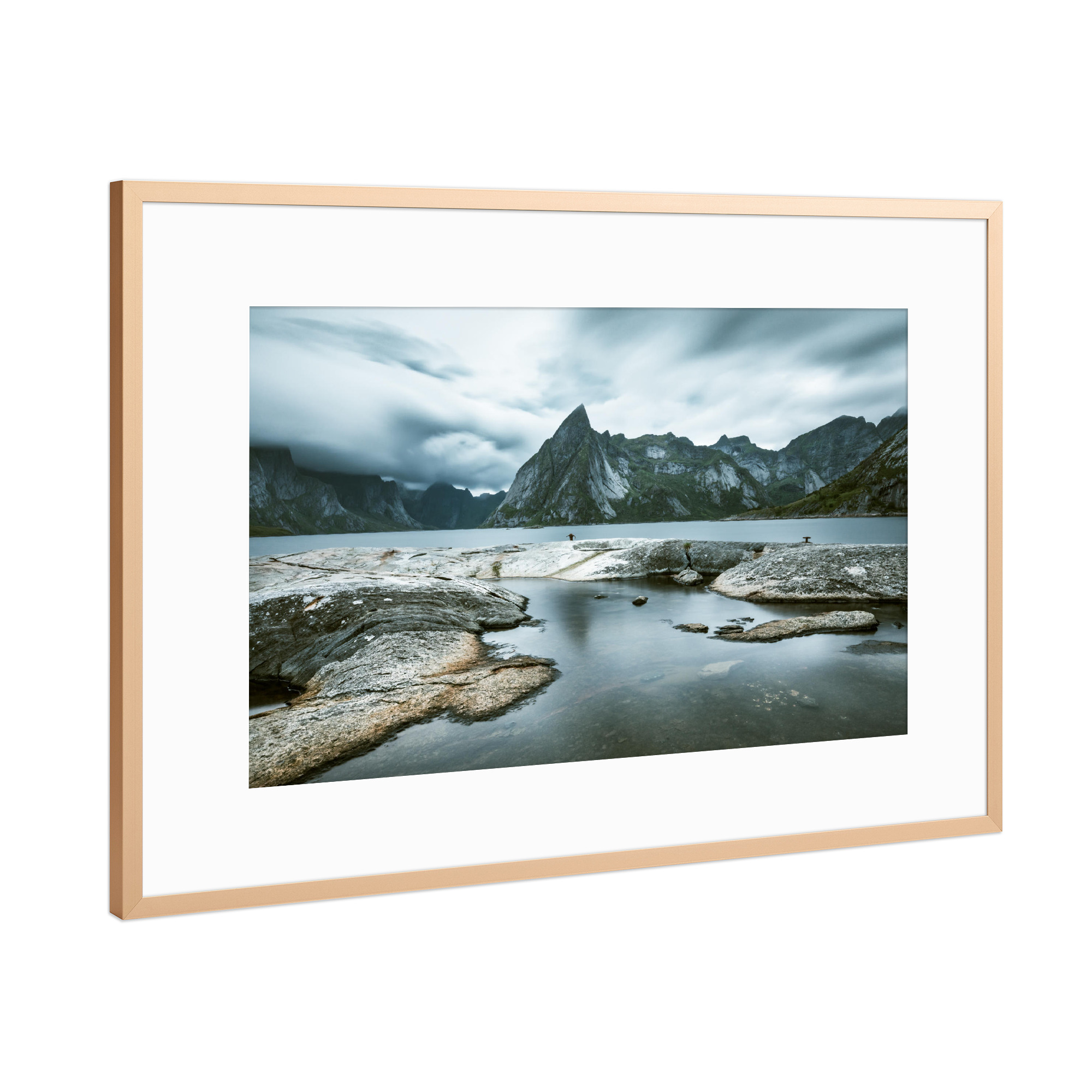 Poster mit Rahmen Kupfer "Viking's land" artboxONE - Reise - Lofoten,Norwegen,Skandinavien