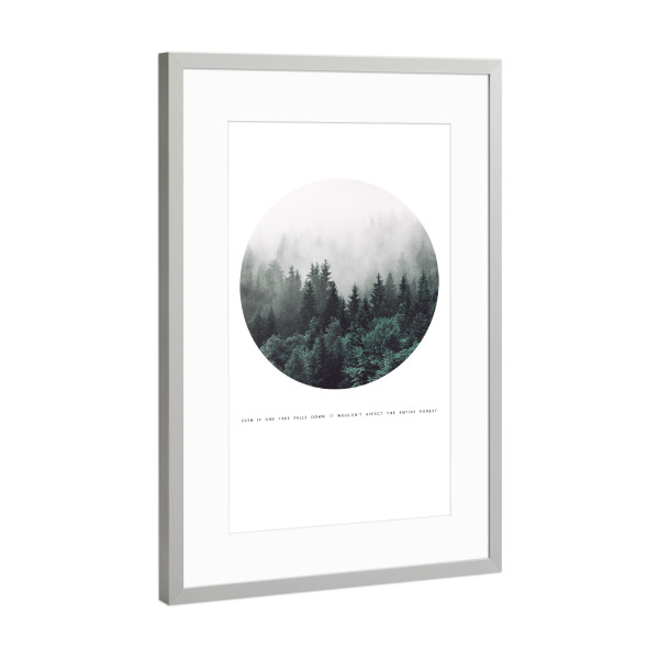 Poster mit Rahmen Silber "The misty forest" artboxONE - Natur - Forest,Fog