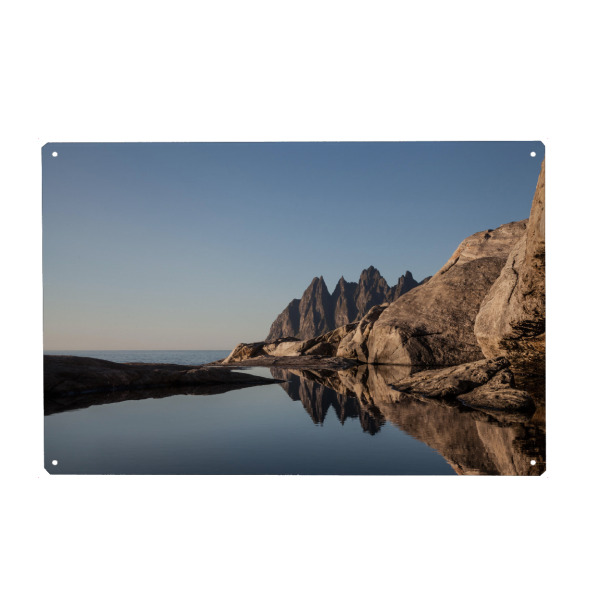 Holzbild "Spiegel" artboxONE - Natur - Norwegen,Senja,Bergkette