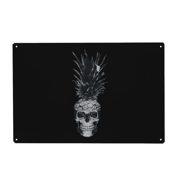 Metall Poster "Skull pineapple" artboxONE - Lustig - Skull,Skulls,Graphic,Graphic design,Design,Pineapple,Trend,Trendy,Funny - Blechschild