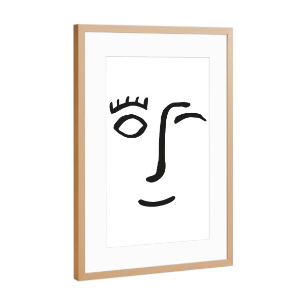 Poster mit Rahmen Kupfer "Gesicht" artboxONE - Menschen,Schwarzweiß - Gesicht,Face,Linien,Oneline