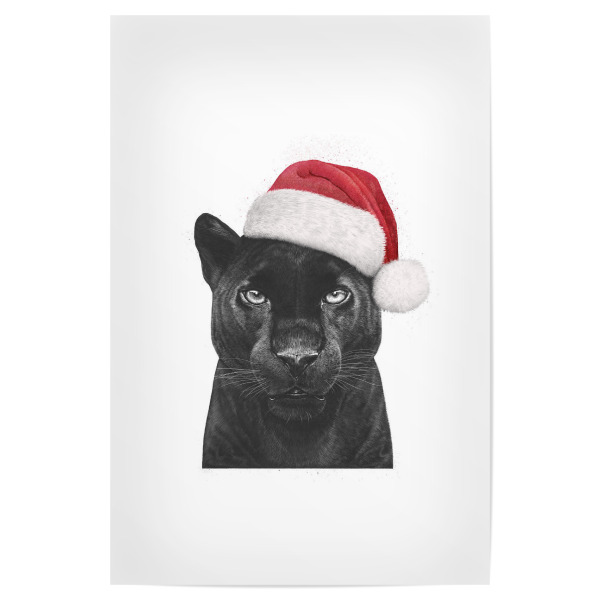 Poster 30x20 cm "Christmas panther boy" artboxONE - Tiere,Schwarzweiß,Weihnachten - Panther,Black panther,Christmas,Cat