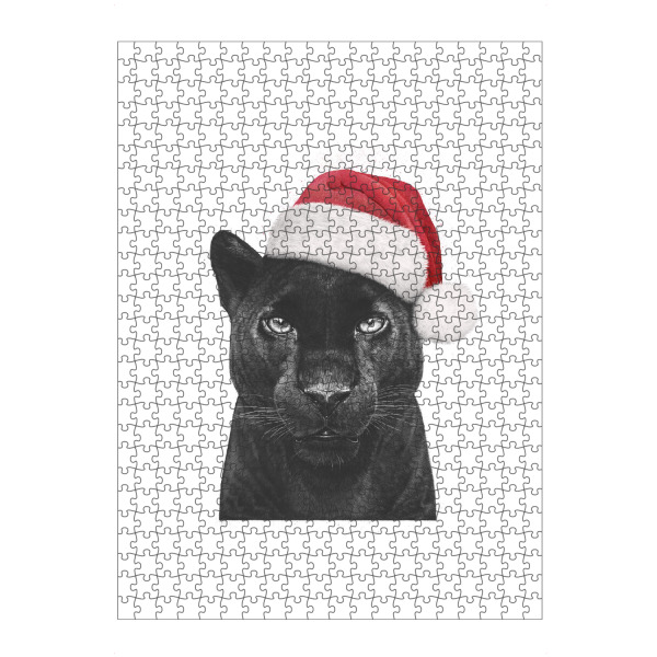 artboxONE Puzzle "Christmas panther boy" artboxONE - Tiere,Schwarzweiß,Weihnachten - Panther,Black panther,Christmas,Cat - Bild panther