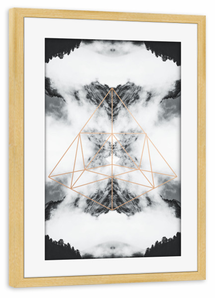 Poster mit Rahmen kiefer "Geometrical Mountains" artboxONE - Natur,Schwarzweiß - Mountains,Nature,Travel