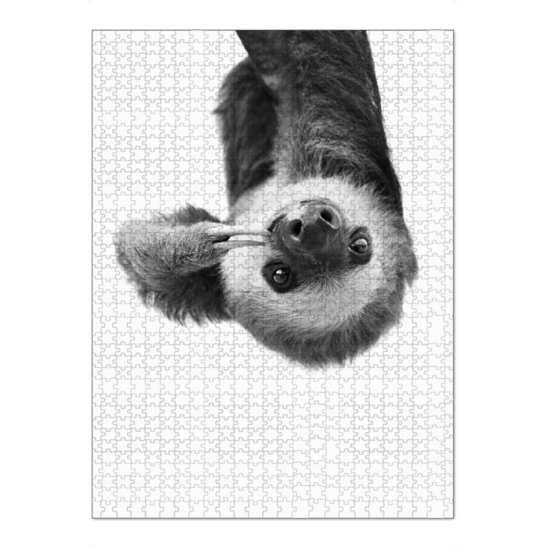 Puzzle Ravensburger "Little Sloth" artboxONE - Tiere,Schwarzweiß - Black and white,Sloth,Baby animal,Cute,Funny - Bild black and white