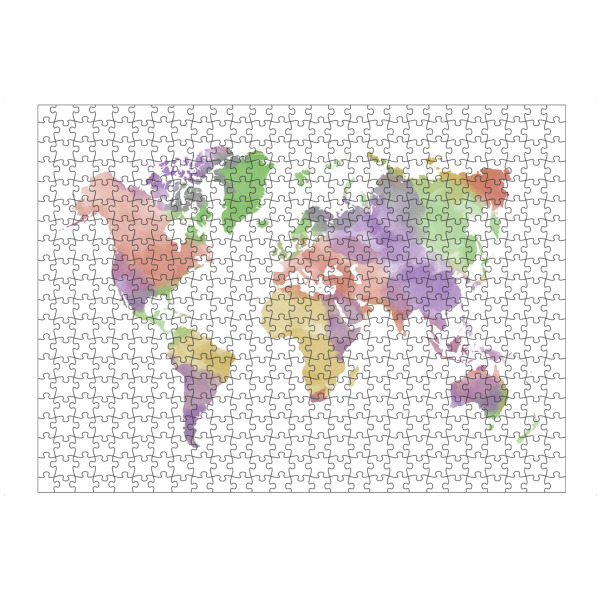 Puzzle Ravensburger "World Map in watercolor lavender" artboxONE - Reise,Kartografie - Colorful map,Watercolor,Lavender violet,World map,Weltkarte