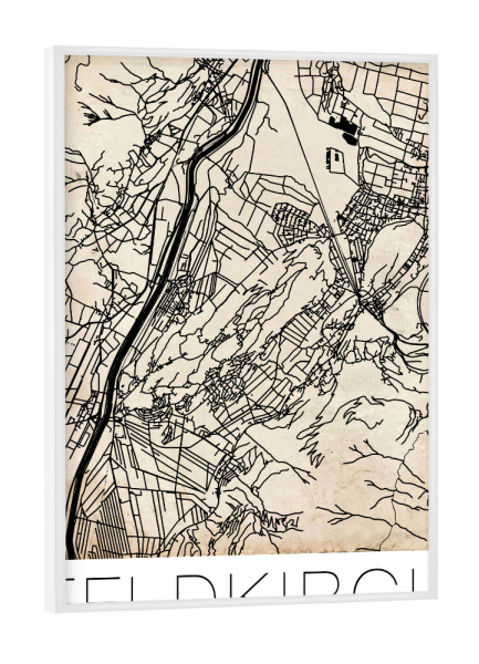 Poster mit weißem Rahmen "Retro Map Feldkirch Vintage" artboxONE - Städte / Weitere,Kartografie - Retro,Map,Feldkirch,Austria,Vintage