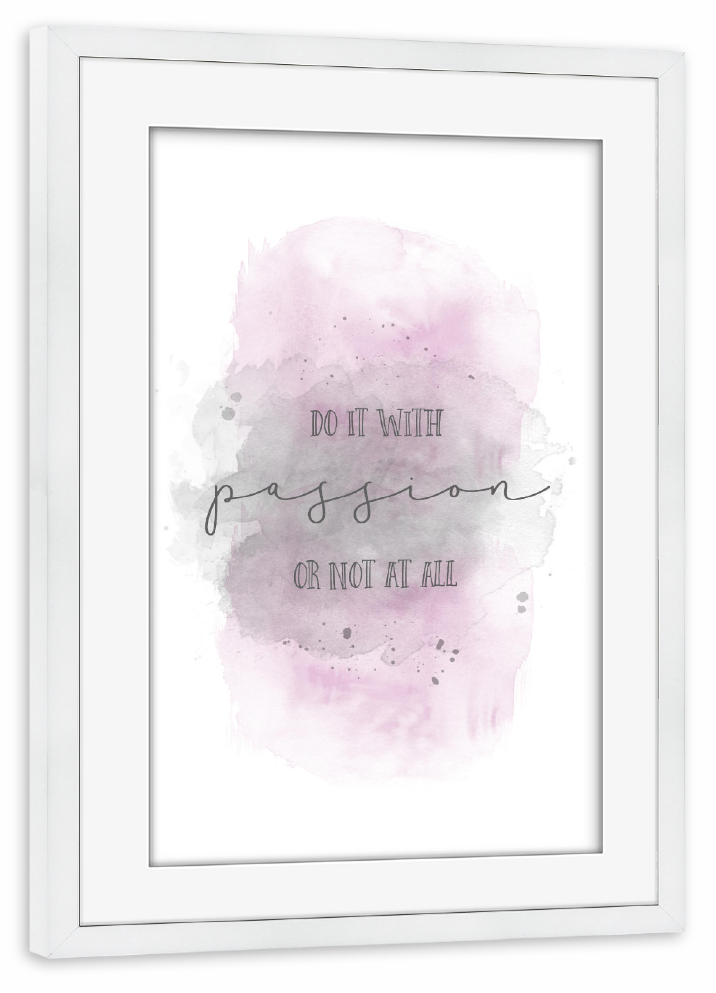 Poster mit Rahmen weiß "Do it with passion | Aquarell rosa" artboxONE - Typografie - Spruch,Leidenschaft,Modern
