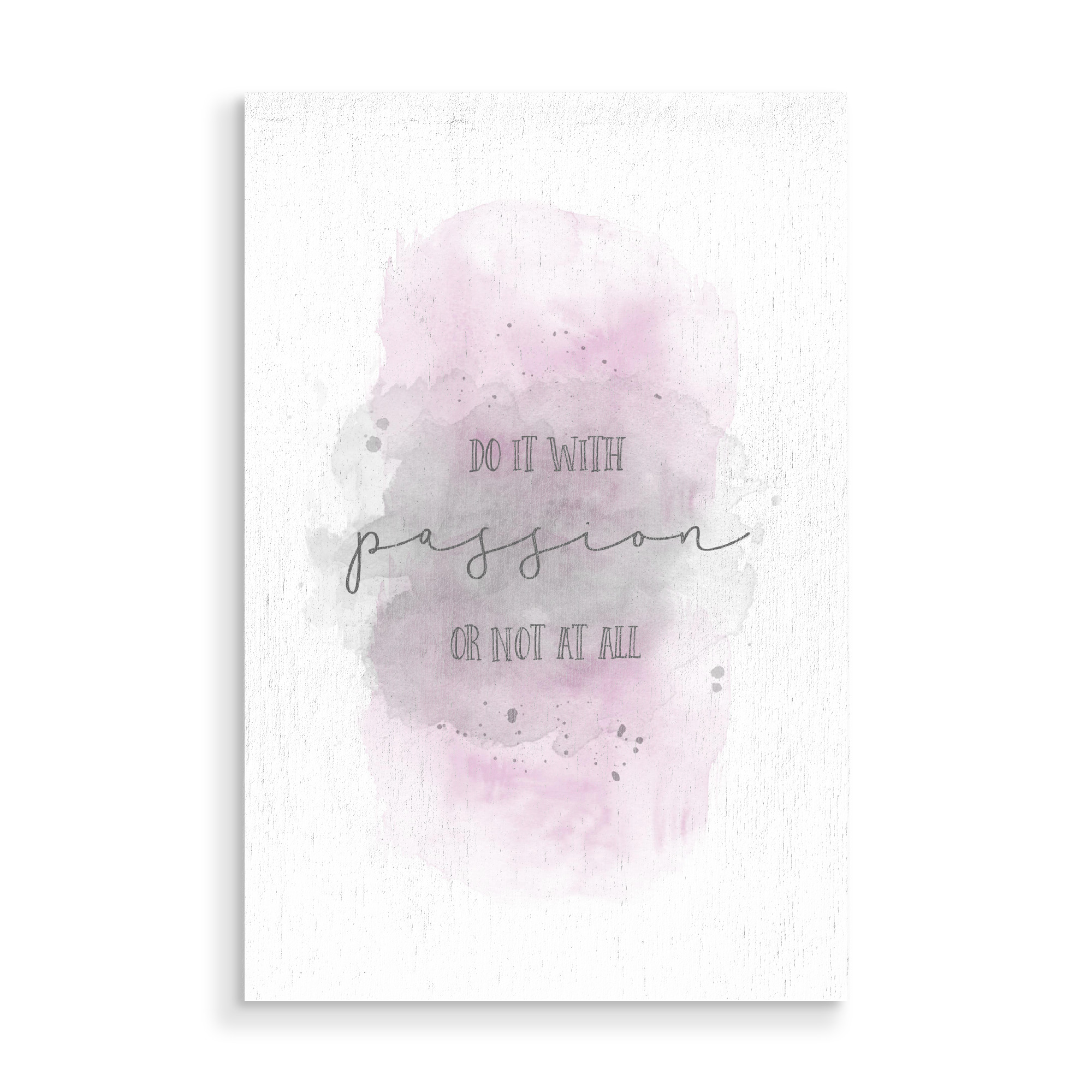 Holzbild "Do it with passion | Aquarell rosa" artboxONE - Typografie - Spruch,Leidenschaft,Modern