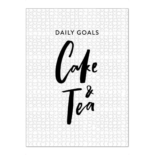 Puzzle Ravensburger "Daily Goals Cake & Tea - Quote" artboxONE - Typografie,Essen & Trinken,Schwarzweiß - Tea lover,Inspiration,Quote,Tea
