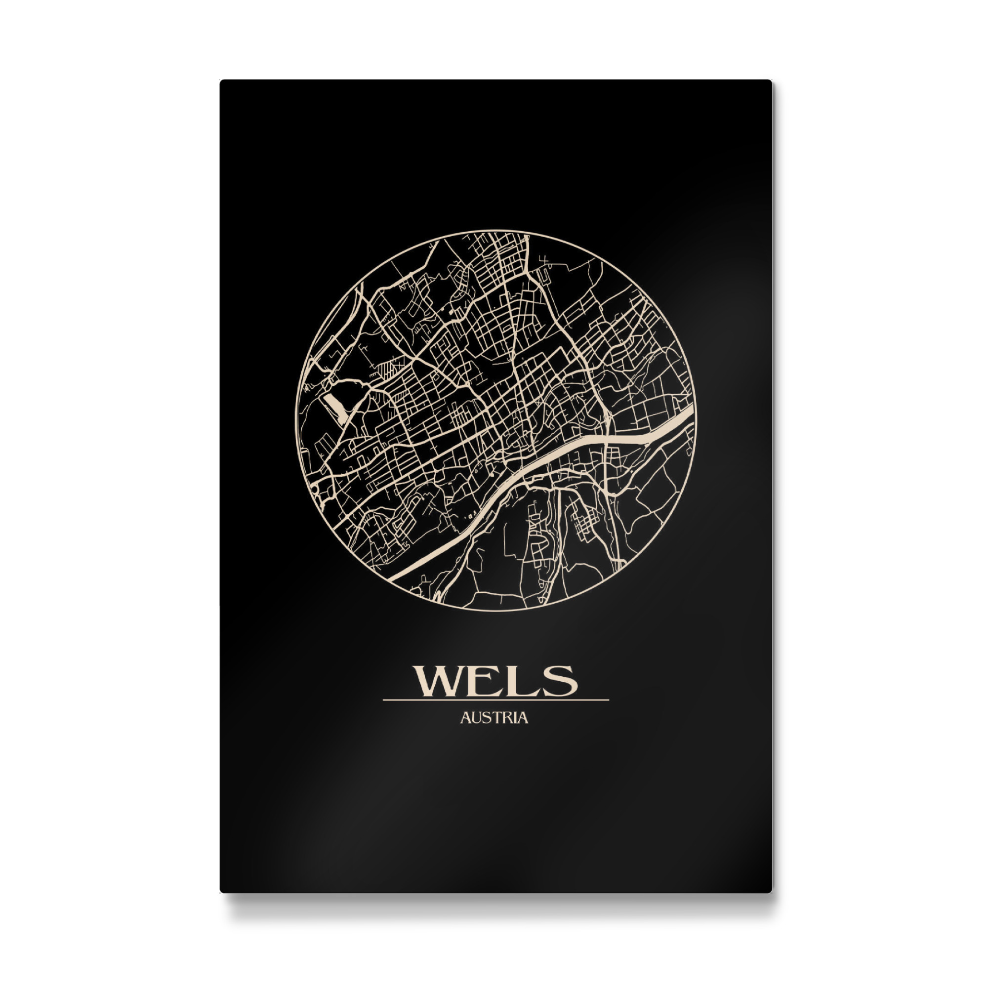 Galerie-Print "Retro Map Wels Round" 75x50 cm artboxONE