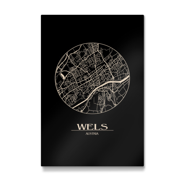 Galerie-Print "Retro Map Wels Round" 30x20 cm artboxONE