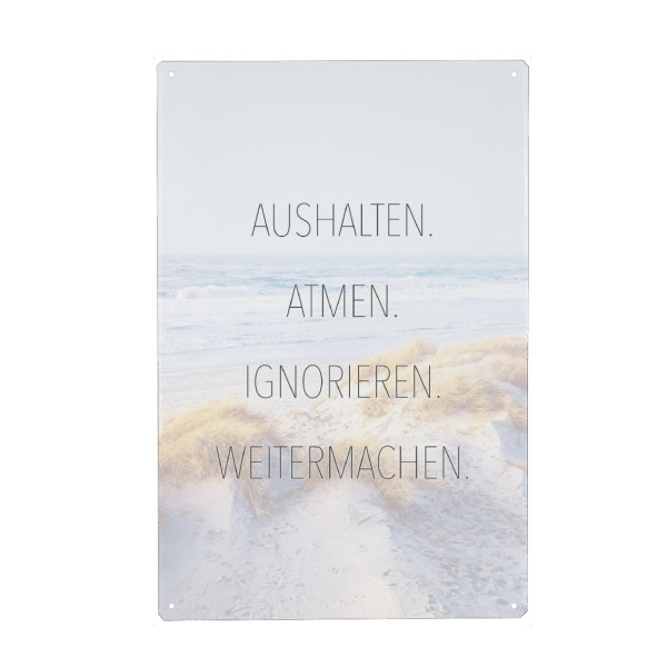 Holzbild "Aushalten" artboxONE - Typografie,Schwarzweiß - Lebensmut,Durchhalten
