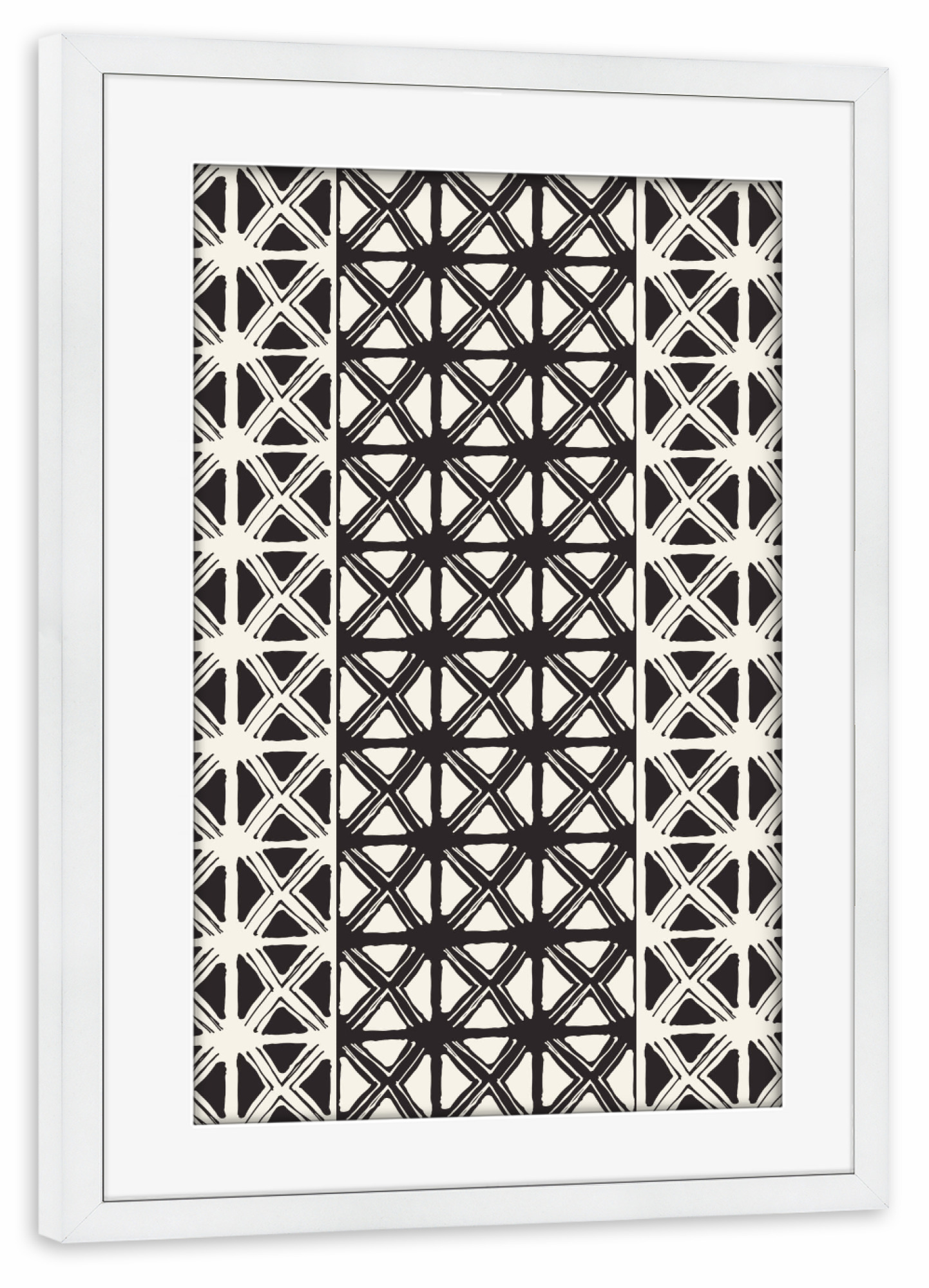 Poster mit Rahmen weiß "Black and White Tribal" artboxONE - Schwarzweiß,Geometrie - Boho,Ethnic,Native