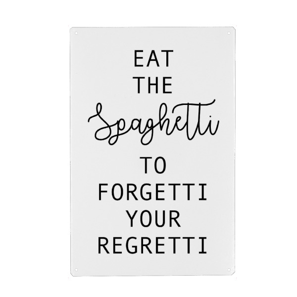 Holzbild "Eat the Spaghetti" artboxONE - Typografie,Essen & Trinken,Schwarzweiß