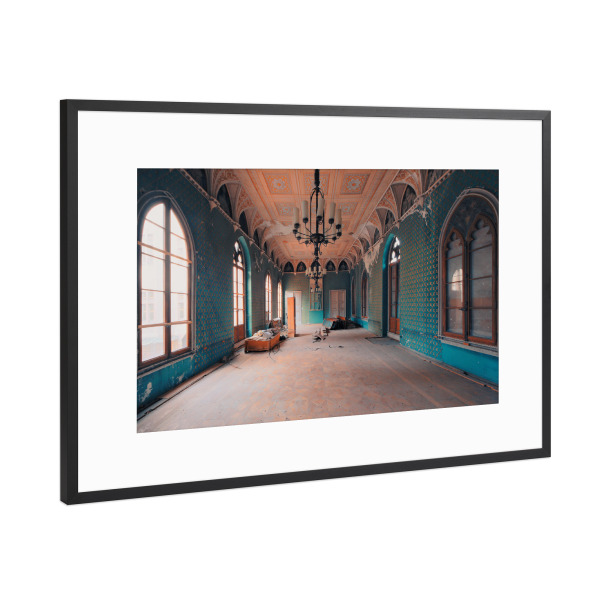 Poster mit Rahmen Schwarz (Metallic) "Rittersaal" artboxONE - Architektur