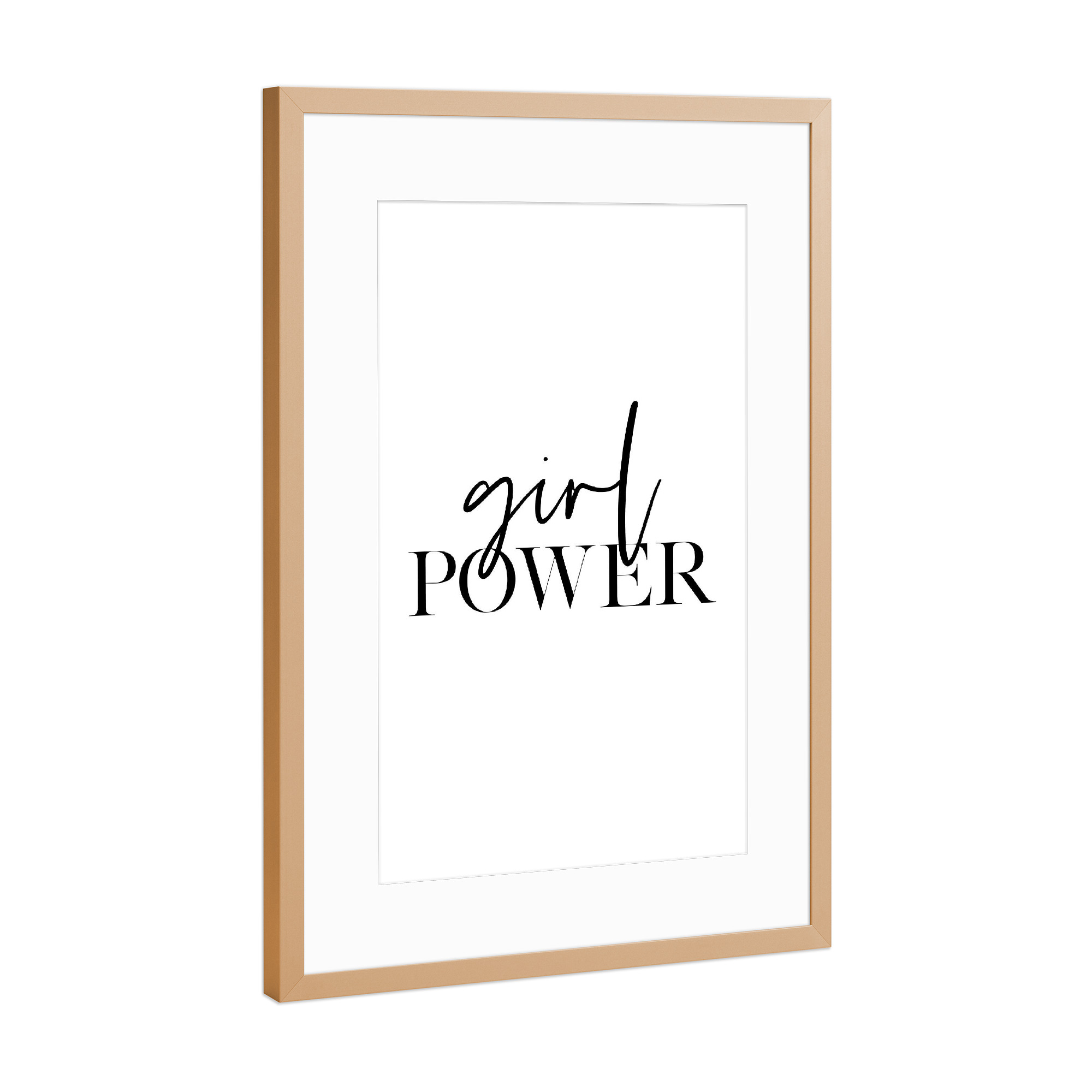 Poster mit Rahmen Kupfer "Girl Power!" artboxONE - Typografie,Schwarzweiß