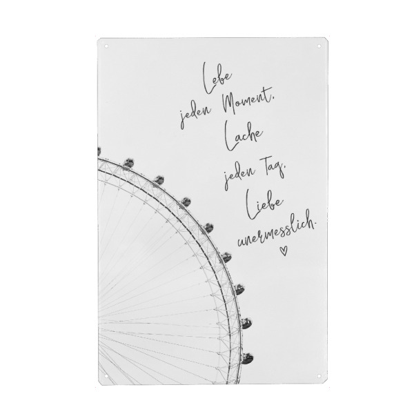 Holzbild "Lebe, Lache, Liebe" artboxONE - Typografie,Schwarzweiß - Fairies wheel,Black and white,Photography,Liebe,Lebe,Lache