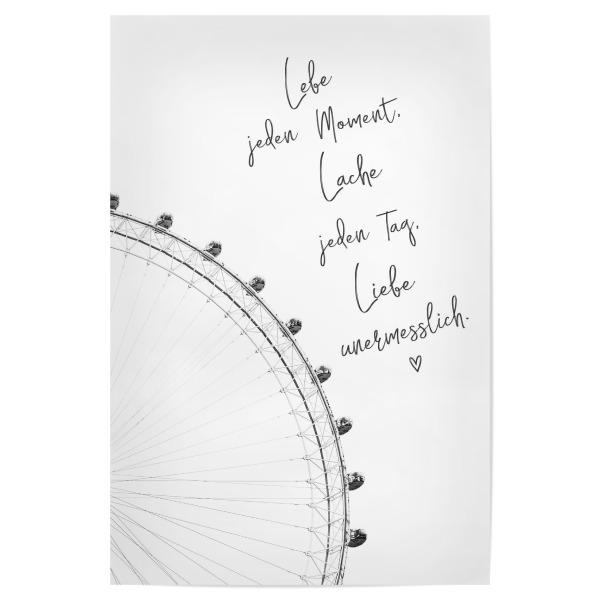Poster 30x20 cm "Lebe, Lache, Liebe" artboxONE - Typografie,Schwarzweiß - Fairies wheel,Black and white,Photography,Liebe,Lebe,Lache