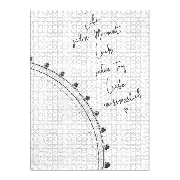 Puzzle Ravensburger "Lebe, Lache, Liebe" artboxONE - Typografie,Schwarzweiß - Fairies wheel,Black and white,Photography,Liebe,Lebe,Lache