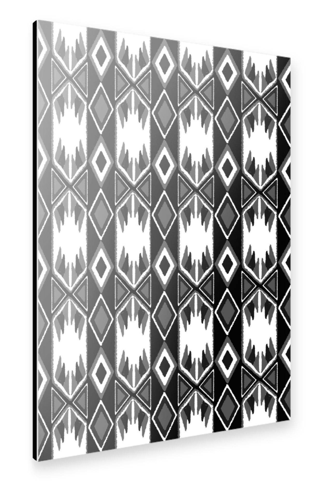 Alu-Dibond "Black and White Ikat" 75x50 cm artboxONE