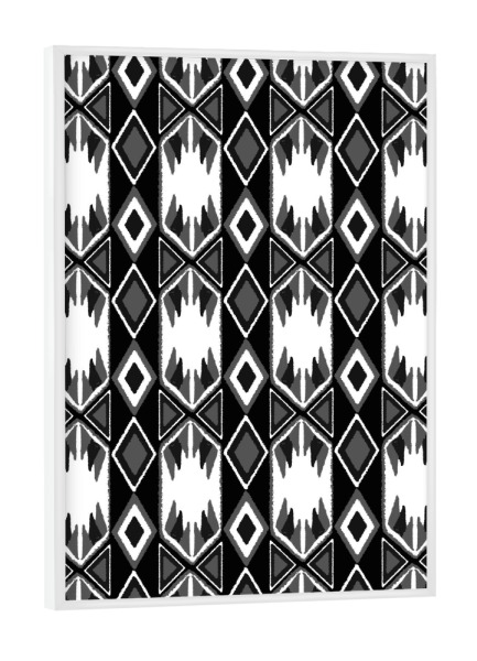 Poster mit weißem Rahmen "Black and White Ikat" artboxONE - Schwarzweiß,Geometrie - Boho,Aztec,Tribal,Ethno