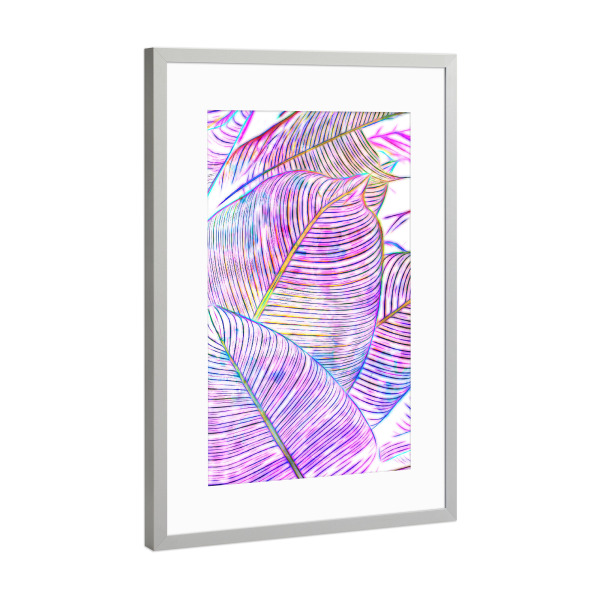 Poster mit Rahmen Silber "Ultraviolet Banana Leaves" artboxONE - Floral