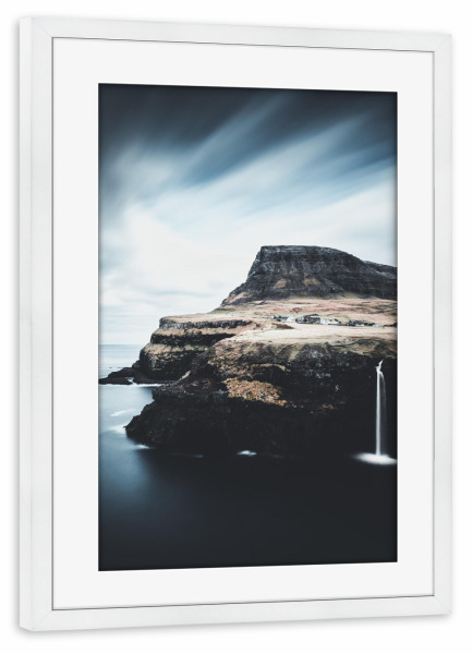 Poster mit Rahmen weiß "Gásadalur Wasserfall" artboxONE - Natur,Reise,Reise / Länder