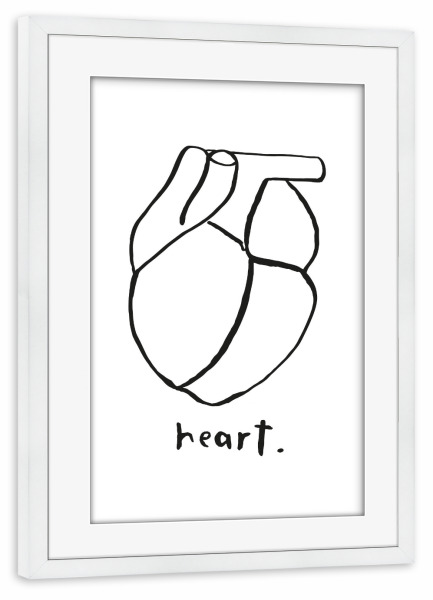 Poster mit Rahmen weiß "Herz aus Linien" artboxONE - Menschen,Schwarzweiß - Herz,Heart,Linien,Linienzeichnung