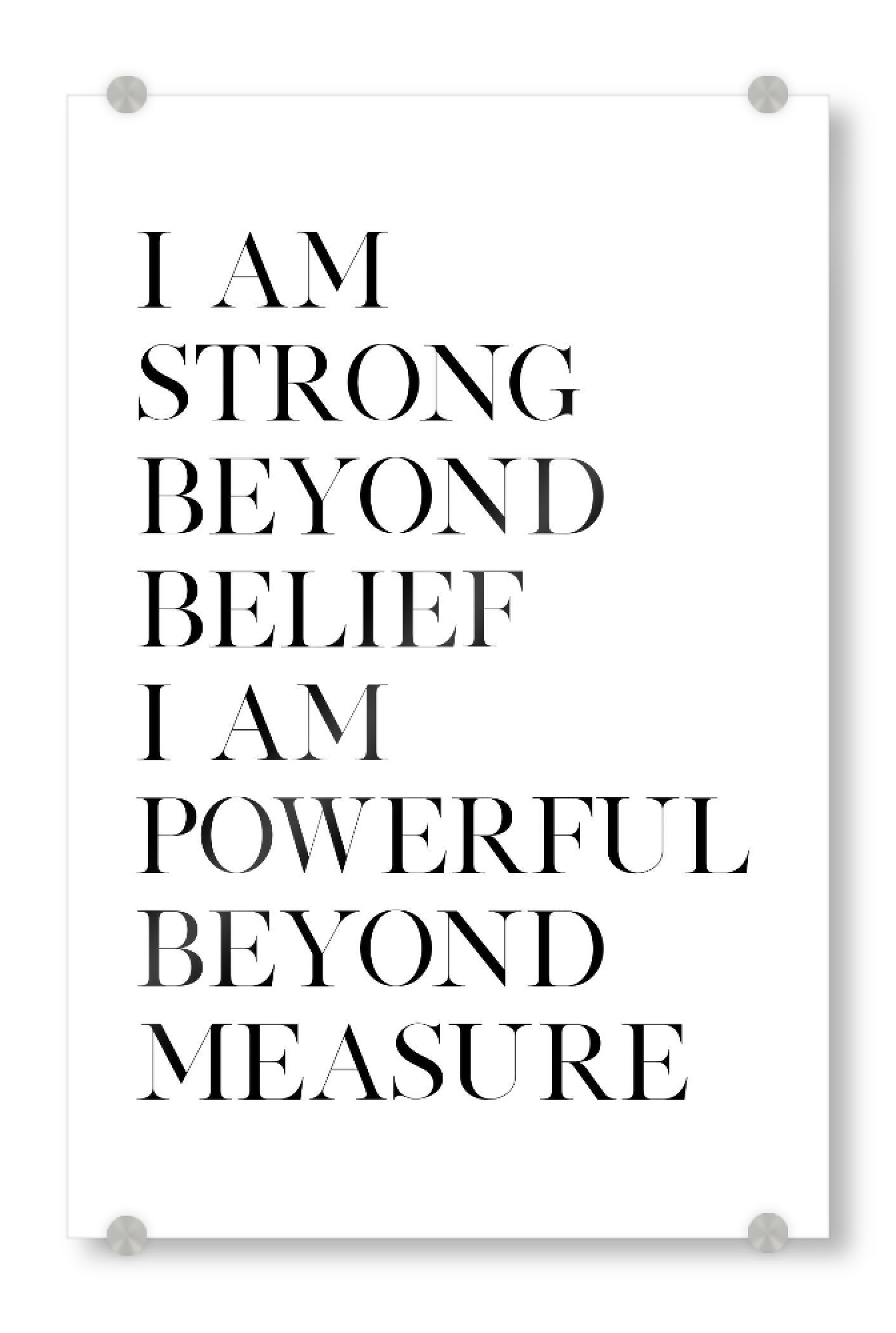 Acrylglasbild "I am Strong" artboxONE - Typografie,Schwarzweiß