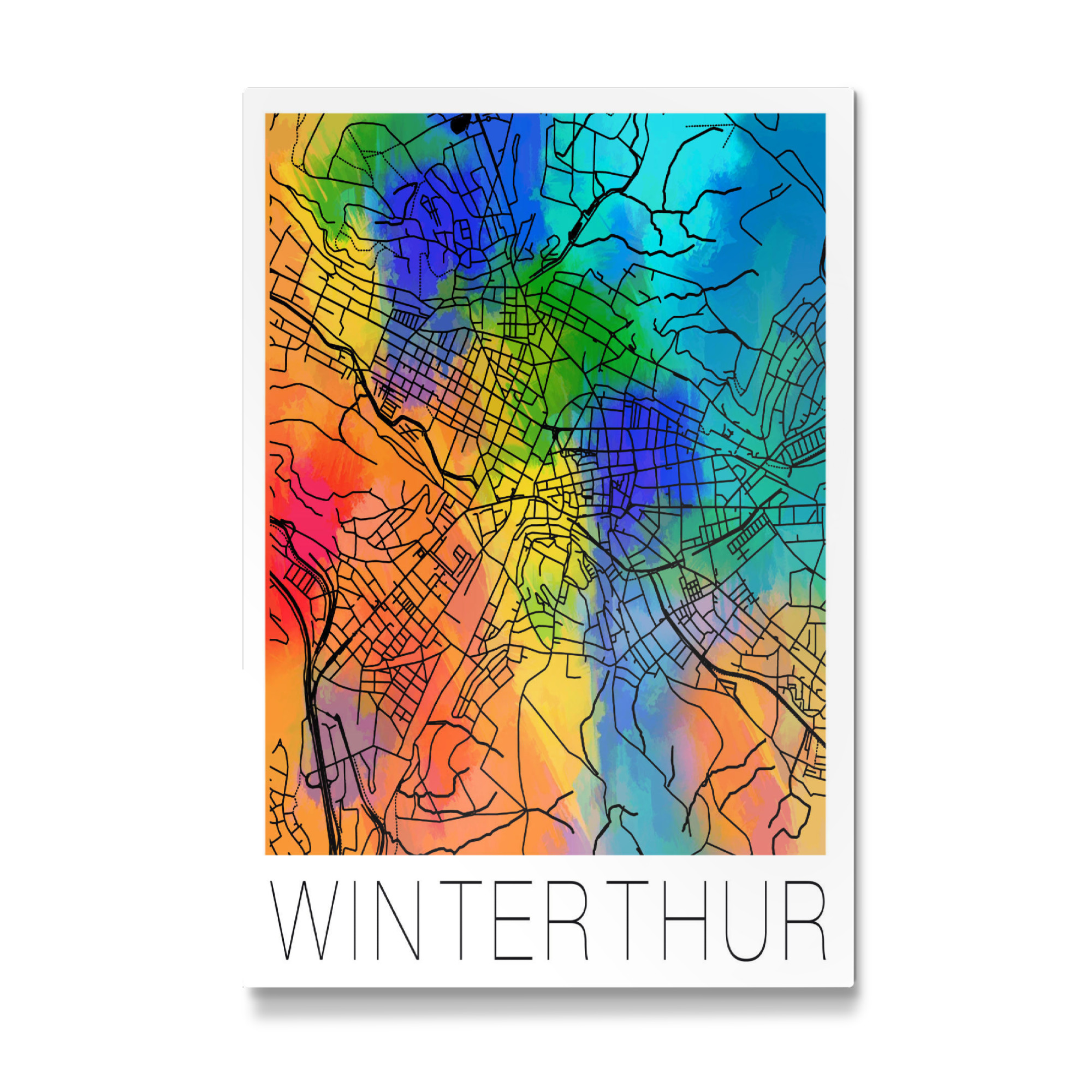 Galerie-Print "Retro Map Winterthur Watercolor" 30x20 cm artboxONE