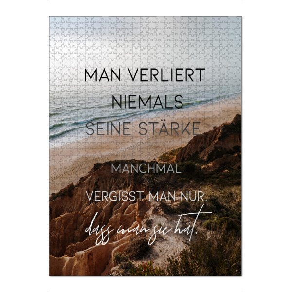 Puzzle Ravensburger "Man verliert niemals seine Stärke" artboxONE - Typografie,Menschen - Stärke,Ocean,Sea,Motivation - Bild stärke