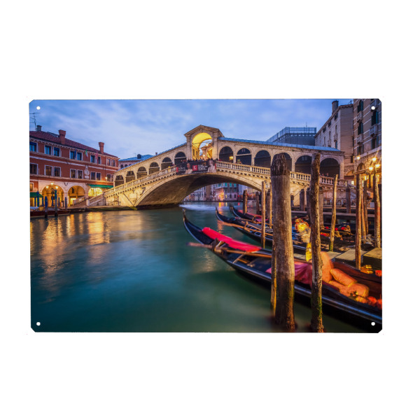 Metall Poster "Rialtobrücke in Venedig, Italien" artboxONE - Städte / Venedig
