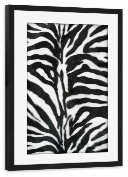 Poster mit Rahmen schwarz "Zebra Fur" artboxONE - Tiere,Schwarzweiß - Zebra,Fell,Zebrafell,Animalprint,Animal print