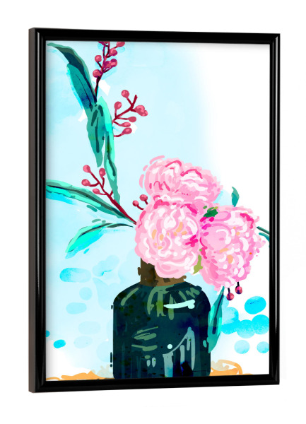 Poster mit schwarzem Rahmen "Sitting Pretty" artboxONE - Floral