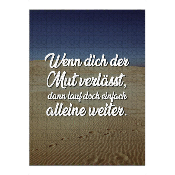 Puzzle Ravensburger "Mut alleine" artboxONE - Typografie - Mut,Verlassen,Alleine,Single,Angst - Bild mut